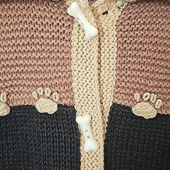 Storybook Knits Vtg 90's Dog Cardigan Sweater with Pupoy Bone Buttons Sz L EUC - Picture 6 of 11
